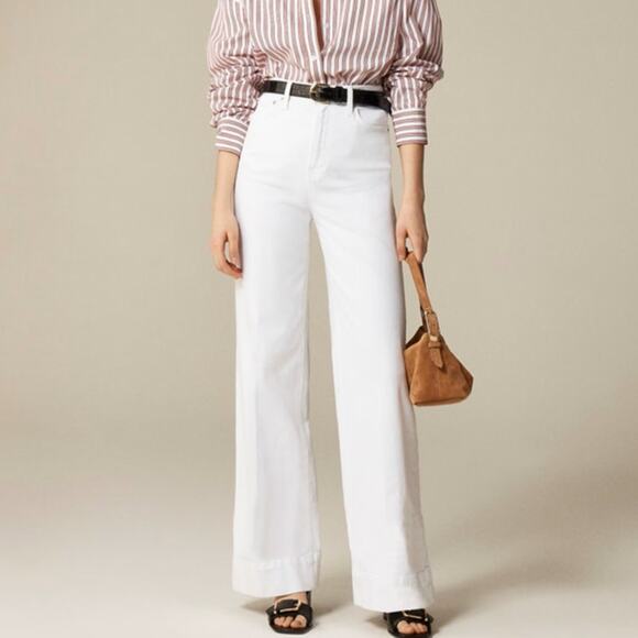 J.Crew 1996 Petite New High-Rise Denim Trouser Jean SZ 28P White Stretch Zip Fly - Picture 1 of 8